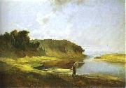 Alexei Savrasov Landscape with River and Angler china oil painting artist